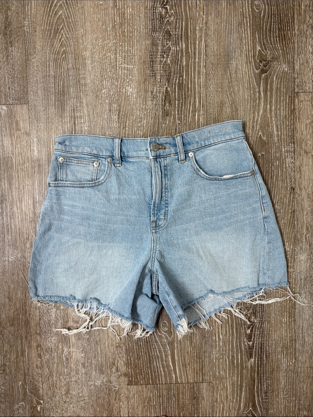 Madewell Light Blue Distressed Denim Cutoff Shorts